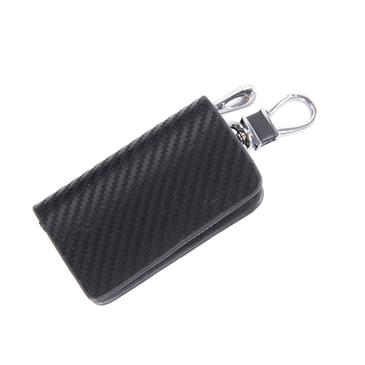 Universal Leather Carbon Fiber Texture Waist Hanging Zipper Wallets Key Holder Bag (No Include Key)(Black) - Car Key Cases by buy2fix | Online Shopping UK | buy2fix