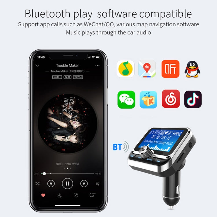 BC32 Dual USB Charging Bluetooth Hand-free Car Charger FM Transmitter MP3 Music Player Car Kit, Support Hands-Free Call & Micro SD Recording & Voltage Detection - Bluetooth Car Kits by buy2fix | Online Shopping UK | buy2fix