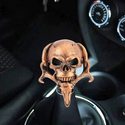 Universal Vehicle Car Creative Skull Double Heads Shaped Shifter Cover Manual Automatic Gear Shift Knob (Bronze) by buy2fix
