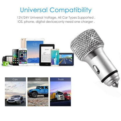 Car Diamond Aluminium Alloy QC3.0 Dual USB Quick Charger(Colour) - In Car by buy2fix | Online Shopping UK | buy2fix