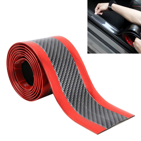 Autocollant décoratif universel de bande de décoration de seuil de porte de voiture de fibre de carbone de galvanoplastie, taille: 7 CM x 2 M (rouge)