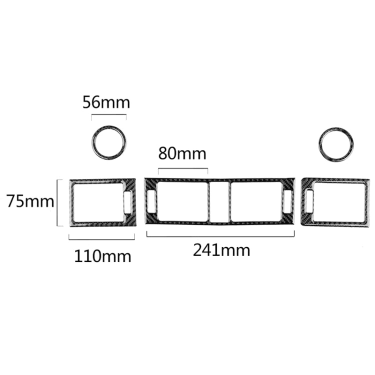 Car Carbon Fiber Air Outlet Ring + Intermediate Air Outlet + Side Air Outlet Panel Decorative Sticker for Mercedes-Benz W204 2007-2010 by buy2fix