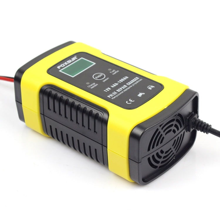 FOXSUR 12V 6A Intelligent Universal Battery Charger for Car Motorcycle, Length: 55cm, US Plug(Yellow) - In Car by FOXSUR | Online Shopping UK | buy2fix