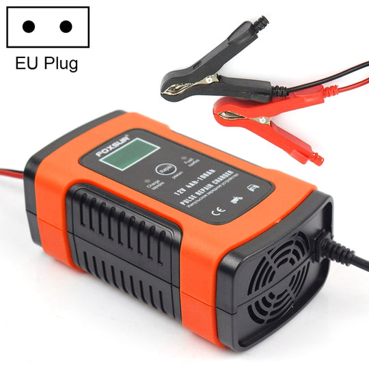 FOXSUR 12V 6A Intelligentes Universal-Ladegerät für Auto-Motorrad, Länge: 55 cm, EU-Stecker (rot)