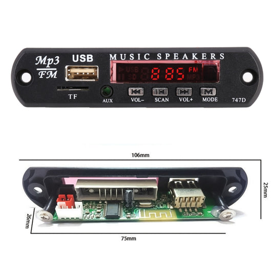 Car 12V Audio Bluetooth MP3 Player Decoder Board FM Radio TF USB 3.5 mm AUX, without Recording by buy2fix