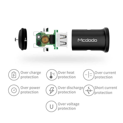 Mcdodo CC-3851 Dual USB Ports Smart Car Charger, For iPhone, iPad, Samsung, HTC, Sony, LG, Huawei, Lenovo, and other Smartphones or Tablet(Black) - In Car by Mcdodo | Online Shopping UK | buy2fix