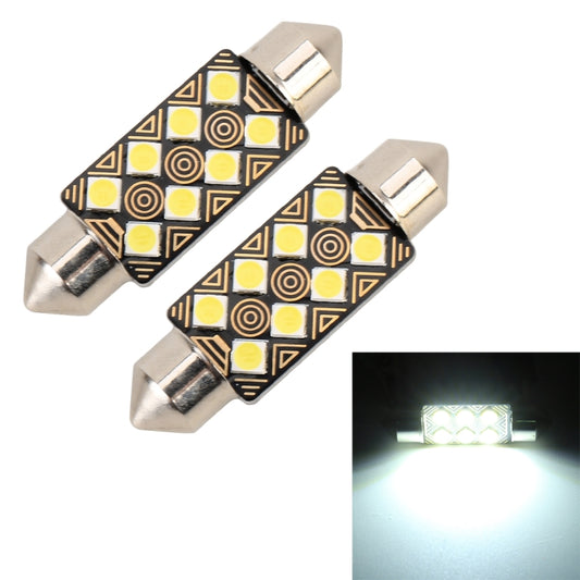 2 PCS 39mm DC12V / 1.5W / 6000K / 110LM 8LEDs SMD-3030 Car Reading Lamp Dome Light, with Decoder - Dome Lights by buy2fix | Online Shopping UK | buy2fix