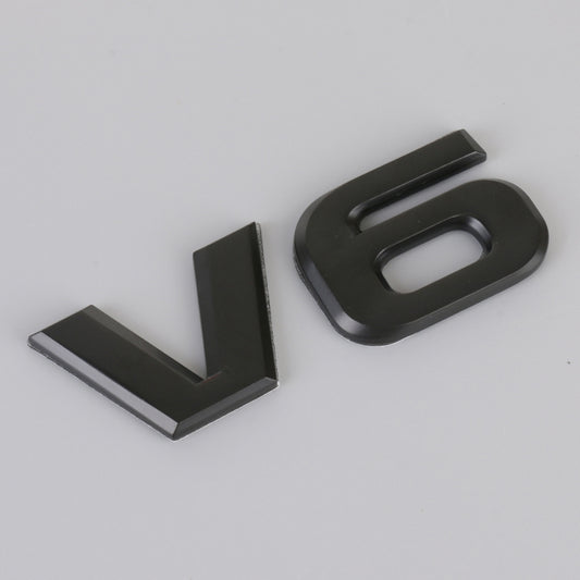 V6 Shape Car Metal Body Decorative Sticker (Black) by buy2fix