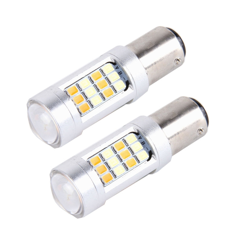 2 PCS 1157 10W 1000 LM 6000K White + Yellow Light Turn Signal Light with 42 SMD-2835-LED Lamps And Len. DC 12-24V - Arrow Turn Lights by buy2fix | Online Shopping UK | buy2fix