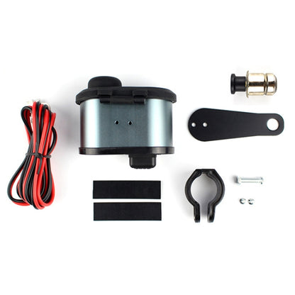 Portable Motorcycle Aluminum Alloy Dual USB Charger Cigarette Lighter (Black) by buy2fix
