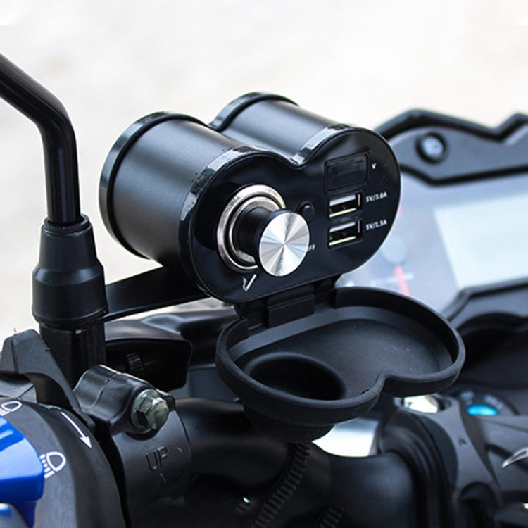 Portable Motorcycle Aluminum Alloy Dual USB Charger Cigarette Lighter (Black) by buy2fix