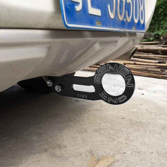 Benen – crochet de remorquage arrière en alliage d'aluminium, anneau de remorque pour voiture universelle avec deux trous de vis (noir)