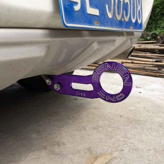 Benen Anneau de remorque de crochet de remorquage arrière en alliage d'aluminium pour voiture universelle avec deux trous de vis (violet)