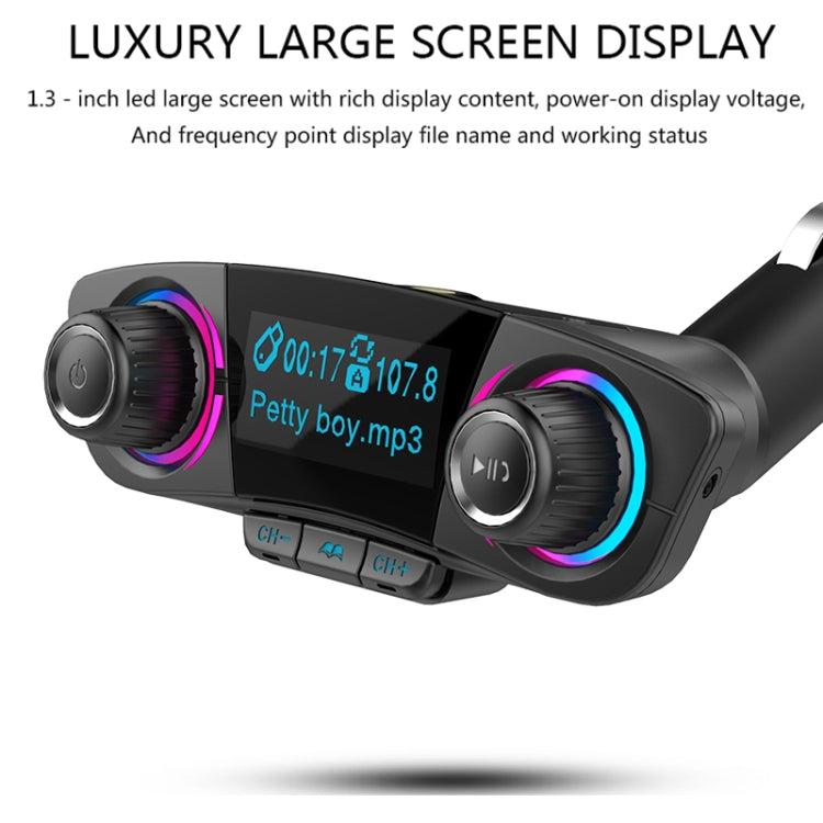 BT06 Dual USB Charging Smart Bluetooth 4.0 + EDR FM Transmitter MP3 Music Player Car Kit with 1.3 inch LED Screen, Support Bluetooth Call, TF Card & U Disk - Bluetooth Car Kits by buy2fix | Online Shopping UK | buy2fix