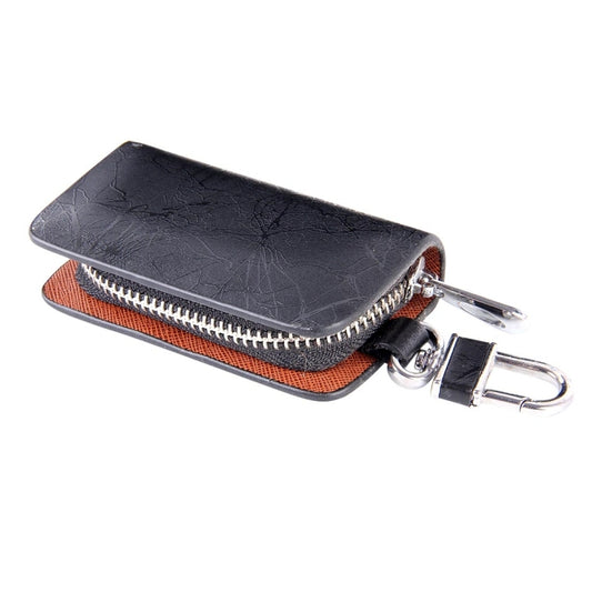 Universal Leather Roots Texture Waist Hanging Zipper Wallets Key Holder Bag (No Include Key)(Black) by buy2fix