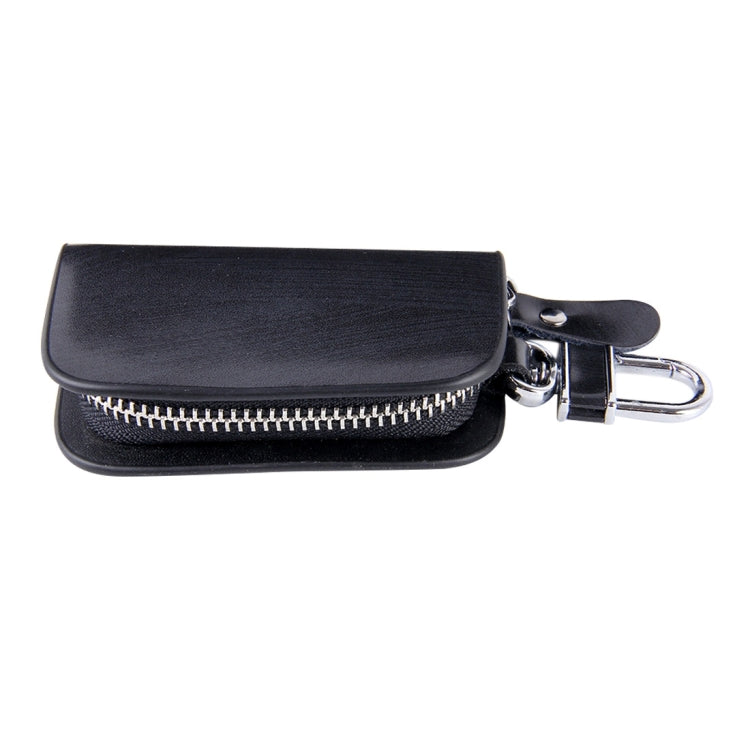 Universal Leather Wood Grain Texture Waist Hanging Zipper Wallets Key Holder Bag (No Include Key)(Black) - Car Key Cases by buy2fix | Online Shopping UK | buy2fix