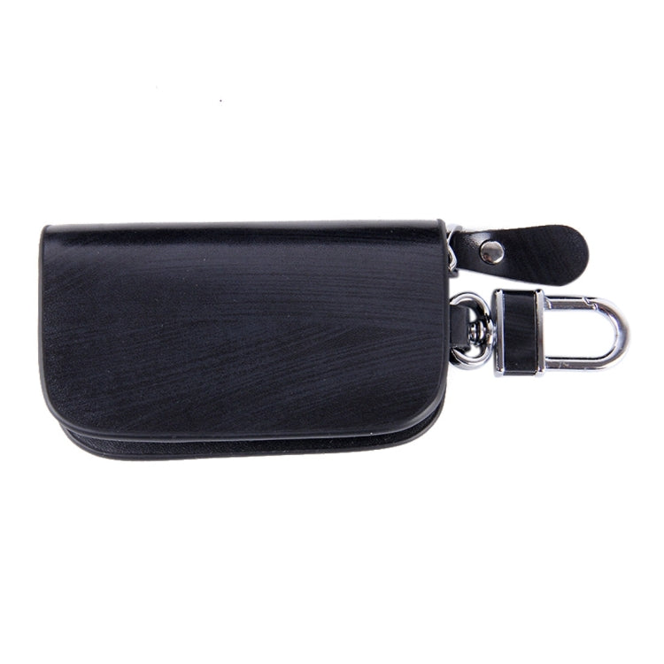 Universal Leather Wood Grain Texture Waist Hanging Zipper Wallets Key Holder Bag (No Include Key)(Black) - Car Key Cases by buy2fix | Online Shopping UK | buy2fix