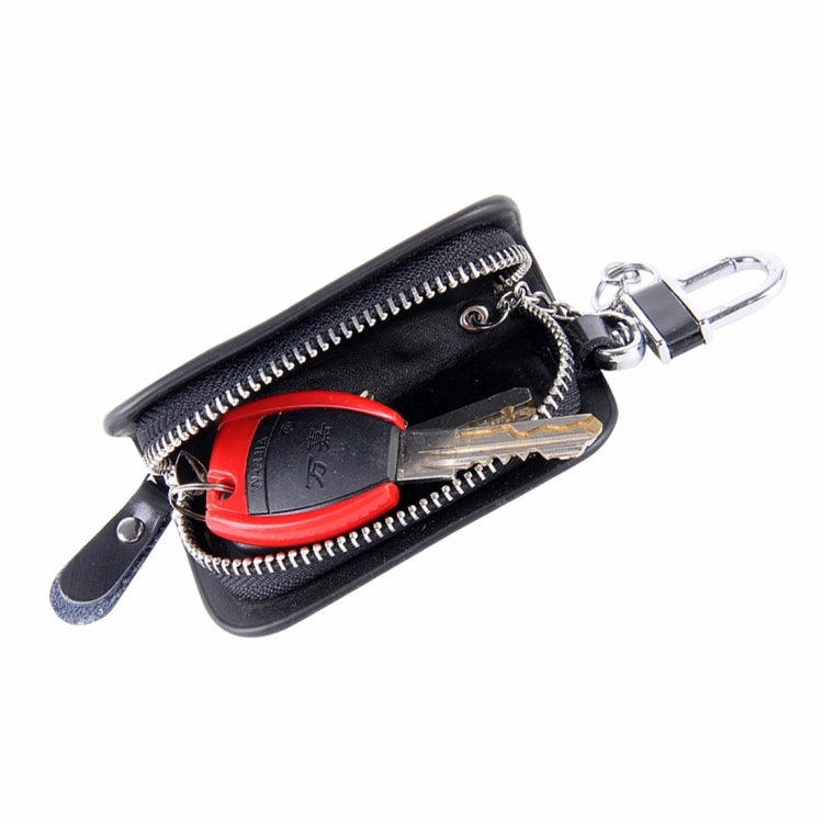 Universal Leather Wood Grain Texture Waist Hanging Zipper Wallets Key Holder Bag (No Include Key)(Black) - Car Key Cases by buy2fix | Online Shopping UK | buy2fix