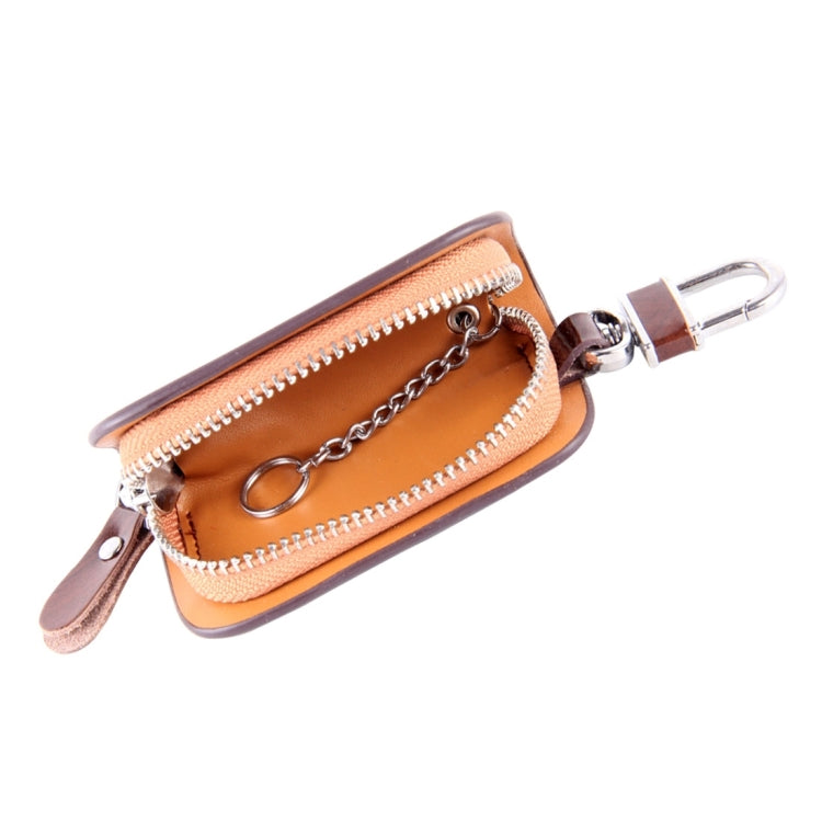 Universal Leather Wood Grain Texture Waist Hanging Zipper Wallets Key Holder Bag (No Include Key)(Brown) - Car Key Cases by buy2fix | Online Shopping UK | buy2fix