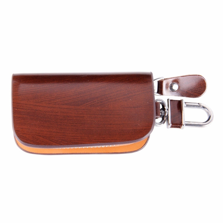 Universal Leather Wood Grain Texture Waist Hanging Zipper Wallets Key Holder Bag (No Include Key)(Brown) - Car Key Cases by buy2fix | Online Shopping UK | buy2fix