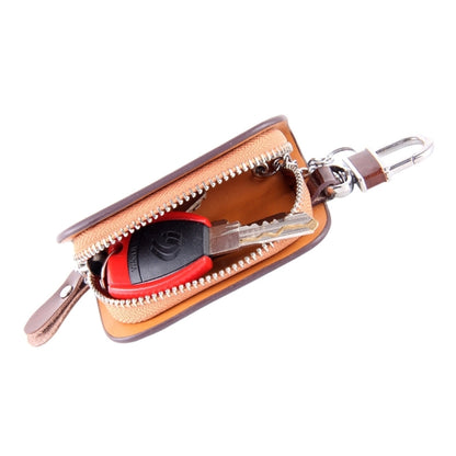 Universal Leather Wood Grain Texture Waist Hanging Zipper Wallets Key Holder Bag (No Include Key)(Brown) - Car Key Cases by buy2fix | Online Shopping UK | buy2fix