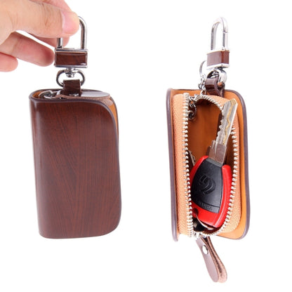 Universal Leather Wood Grain Texture Waist Hanging Zipper Wallets Key Holder Bag (No Include Key)(Brown) - Car Key Cases by buy2fix | Online Shopping UK | buy2fix