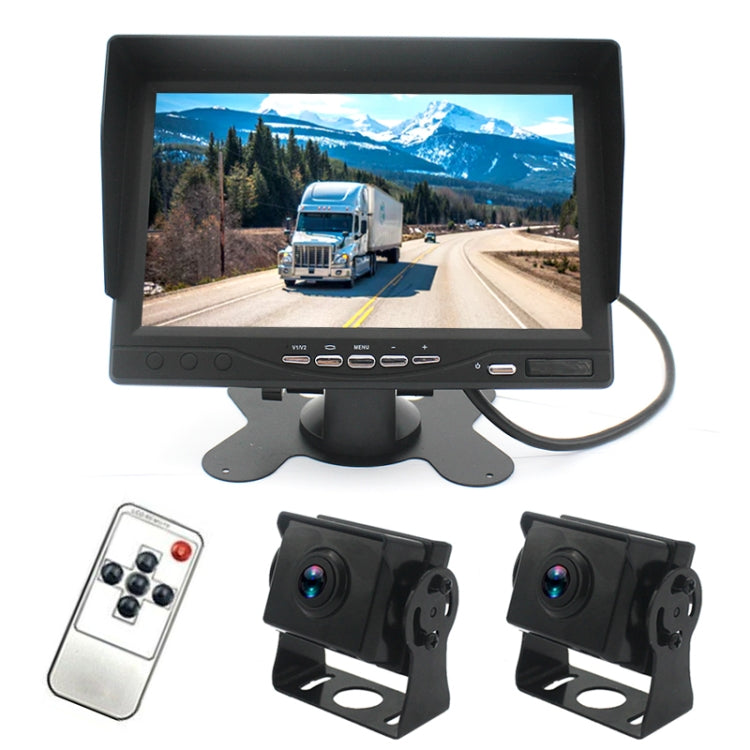 PZ612-2AHD IP67 120 Degree Car AHD 1080P 2 Megapixels 7 inch Front and Rear Double Recording 2 Way Rearview Mirror Monitor, Night Vision Full Color, with Video Function - In Car by buy2fix | Online Shopping UK | buy2fix