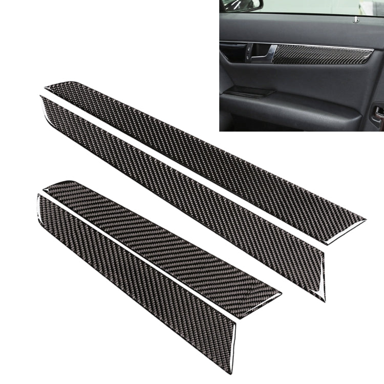 4 PCS Car Door Panel Carbon Fiber Decorative Sticker for Mercedes-Benz W204 2007-2013 by buy2fix