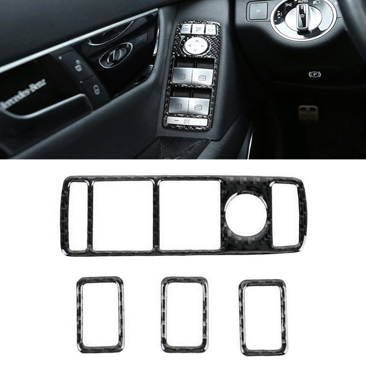 4 PCS Car Window Lift Panel Carbon Fiber Decorative Sticker for Mercedes-Benz W204 2007-2010 by buy2fix