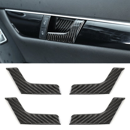 4 PCS Car Door Inner Handle Panel Carbon Fiber Decorative Sticker for Mercedes-Benz W204 2007-2013 by buy2fix