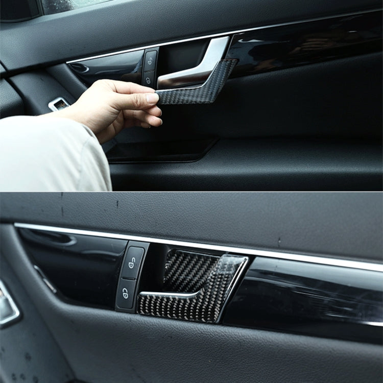 4 PCS Car Door Inner Handle Panel Carbon Fiber Decorative Sticker for Mercedes-Benz W204 2007-2013 by buy2fix