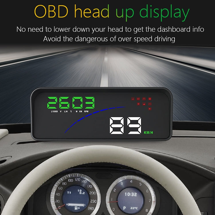 P9 HUD 3.6 inch Car OBD2 Smart Digital Meter with Multi-color, Speed & RPM & Water Temperature & Oil Consumption & Driving Distance / Time & Voltage Display, Over Speed Alarm, Low Voltage Alarm, Kilometers & Miles Switching, Light Sensor Functions - Head Up Display System by buy2fix | Online Shopping UK | buy2fix