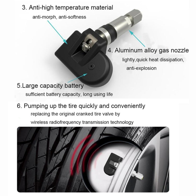 VC601 TPMS 4 Built-in Sensors Tire Pressure Monitoring Alarming System Diagnostic-tool with Bluetooth 4.0 Work on Android / iOS / iPad - In Car by buy2fix | Online Shopping UK | buy2fix