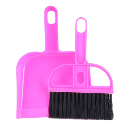 Mini Desktop Car Keyboard Sweep Cleaning Brush Small Broom Dustpan Set(Magenta) by buy2fix