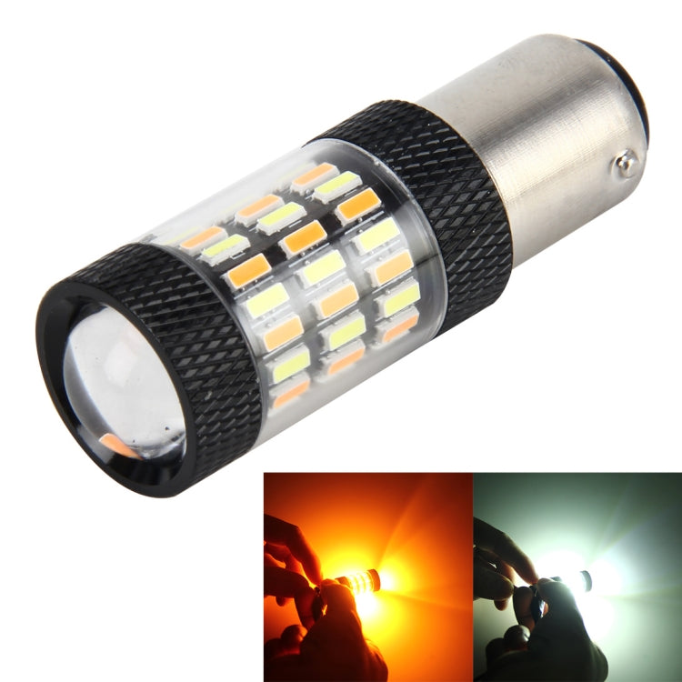 1157/BAY15D 5W 450LM 60LEDs DC 12V SMD-4014 Car Tail Bulb Turn Signal Auto Reverse Lamp Daytime Turn Running Light Car Source (White Light+Yellow Light) - Arrow Turn Lights by buy2fix | Online Shopping UK | buy2fix