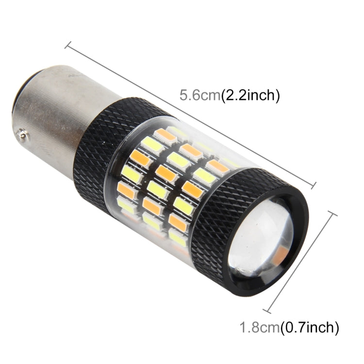 1157/BAY15D 5W 450LM 60LEDs DC 12V SMD-4014 Car Tail Bulb Turn Signal Auto Reverse Lamp Daytime Turn Running Light Car Source (White Light+Yellow Light) - Arrow Turn Lights by buy2fix | Online Shopping UK | buy2fix