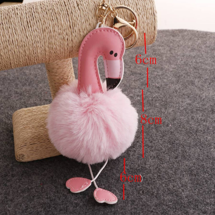 Super Metal Flamingo Key Chain Imitation Rabbit Hair Bulb Fur Plush Car Ornaments Pendant Key Ring,  Random Color Delivery - Key Rings by buy2fix | Online Shopping UK | buy2fix