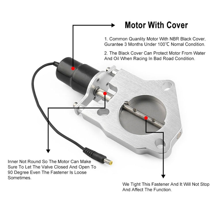 Universal Car 2.5 inch Stainless Steel Racing Electric Exhaust Cutout Valves Control Motor Kit - In Car by buy2fix | Online Shopping UK | buy2fix