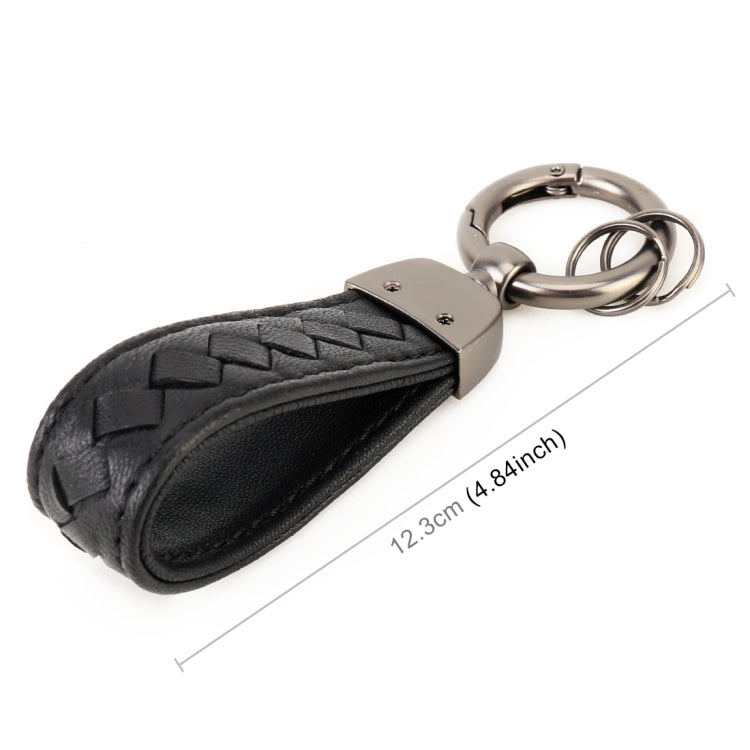 Car Metal + Braided Leather Key Ring Keychain (Black) by buy2fix