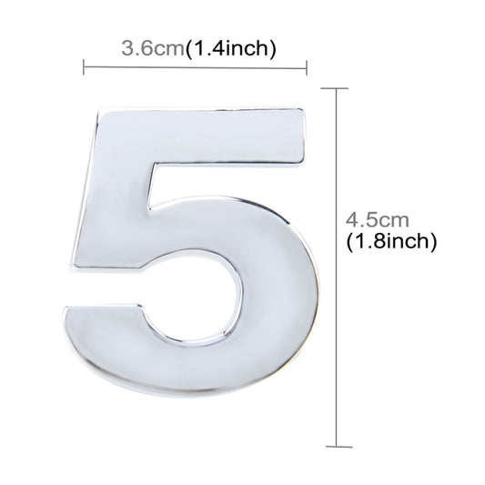 Car Vehicle Badge Emblem 3D Number Five Self-adhesive Sticker Decal, Size: 3.6*4.5*0.5cm by buy2fix