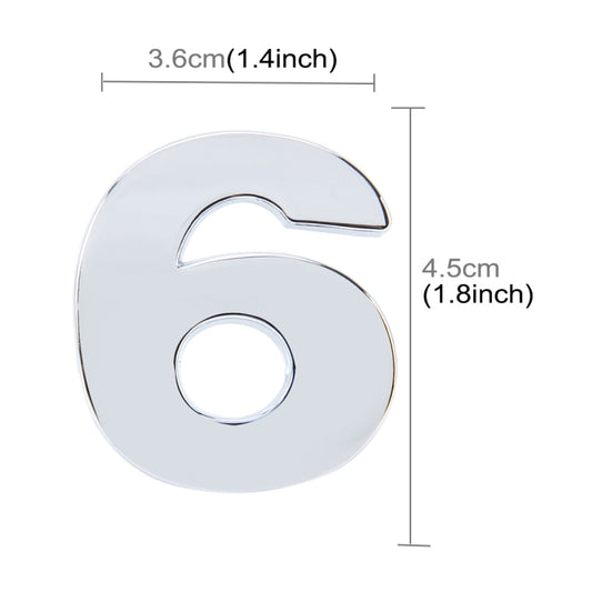 Car Vehicle Badge Emblem 3D Number Six Self-adhesive Sticker Decal, Size: 3.6*4.5*0.5cm by buy2fix