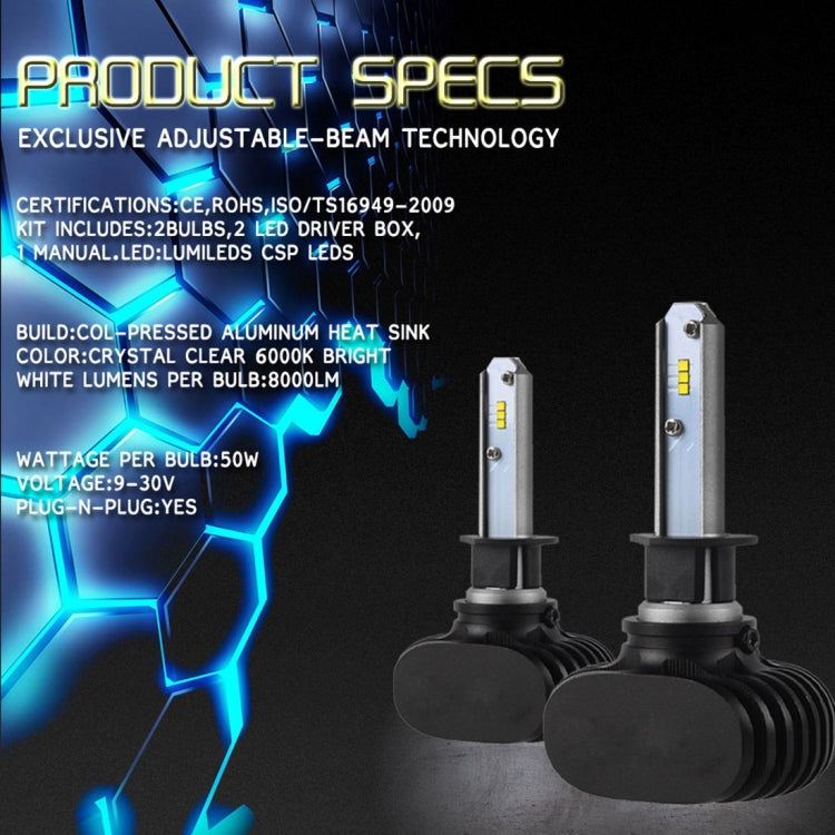 2 PCS H1 IP65 Waterproof White Light 6 CSP LED Car Headlight Bulb,  9-36V / 18W, 6000K / 2000LM - LED Headlamps by buy2fix | Online Shopping UK | buy2fix