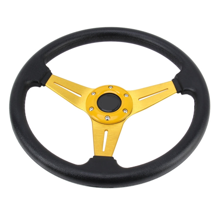 35cm PU Racing Sport Hand Wheel Car Modified Steering Wheel(Gold) by buy2fix