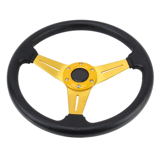 35cm PU Racing Sport Hand Wheel Car Modified Steering Wheel(Gold) by buy2fix