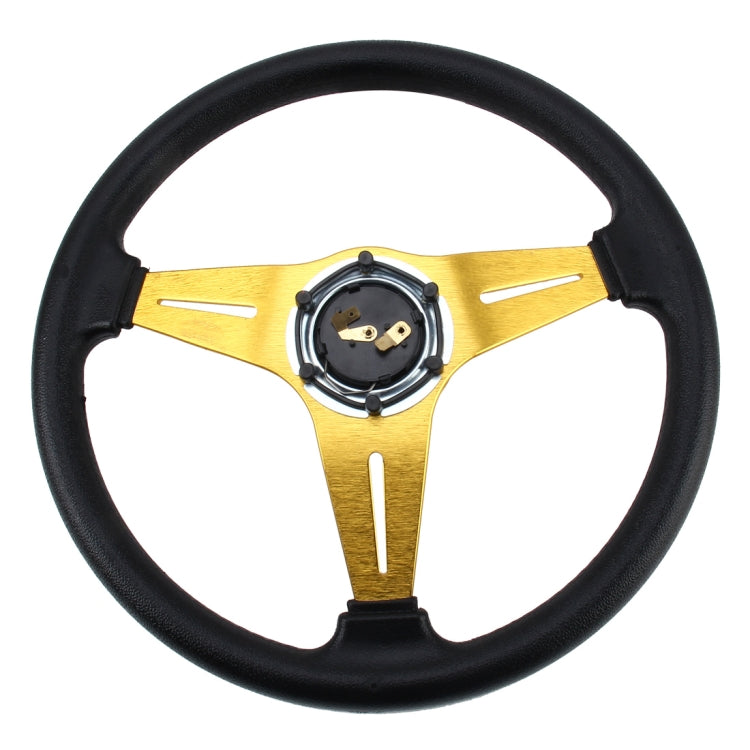 35cm PU Racing Sport Hand Wheel Car Modified Steering Wheel(Gold) by buy2fix