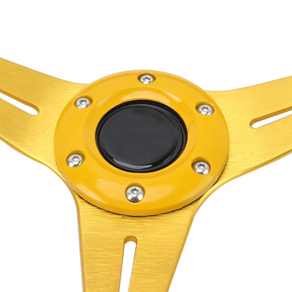 35cm PU Racing Sport Hand Wheel Car Modified Steering Wheel(Gold) by buy2fix