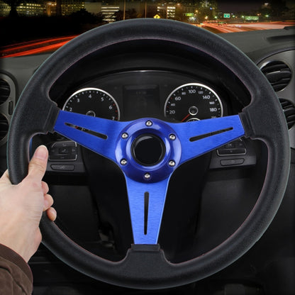 35cm PU Racing Sport Hand Wheel Car Modified Steering Wheel(Blue) by buy2fix