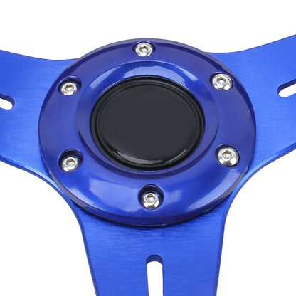35cm PU Racing Sport Hand Wheel Car Modified Steering Wheel(Blue) by buy2fix