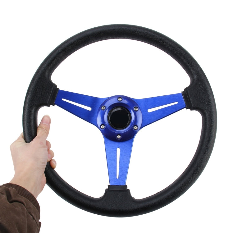 35cm PU Racing Sport Hand Wheel Car Modified Steering Wheel(Blue) by buy2fix