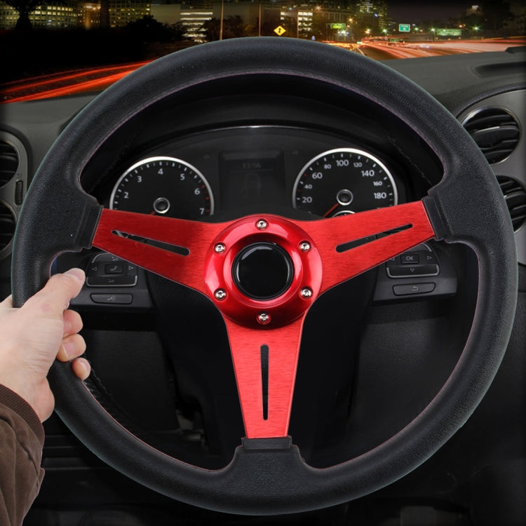 35cm PU Racing Sport Hand Wheel Car Modified Steering Wheel(Red) by buy2fix